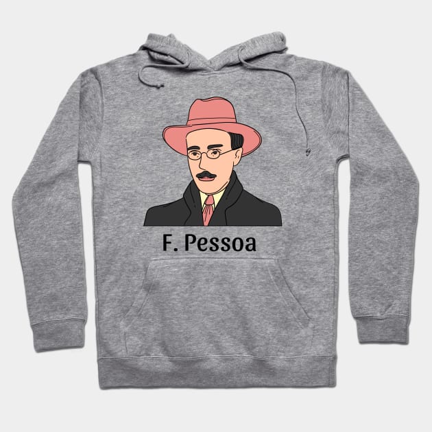 Fernando Pessoa Portrait Illustration T Shirt Design Hoodie by WrittersQuotes